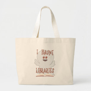 Bolsa Tote Grande Hunt Libraries Engraçado Bookish Ghost Art