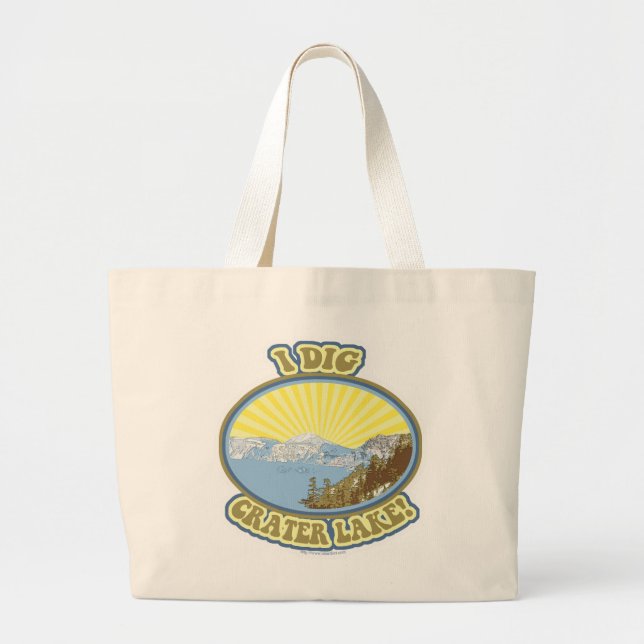 Bolsa Tote Grande I Dig Crater Lake Illustrated Viagem Motto (Frente)