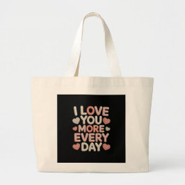 Bolsa Tote Grande "I Love You More Every Day" Knitted Text & Crochet