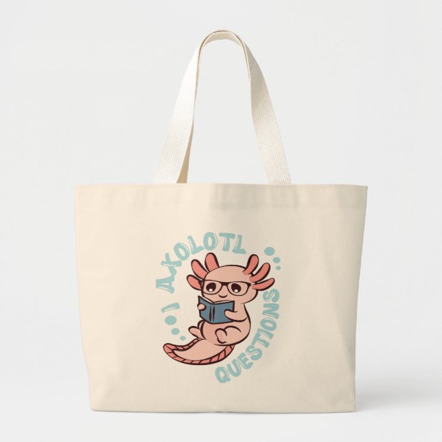 Bolsa Tote Grande I Perguntas sobre Axolotl (Frente)