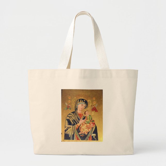 Bolsa Tote Grande Ícone ortodoxo russo - Virgem Maria e bebê Jesus (Frente)