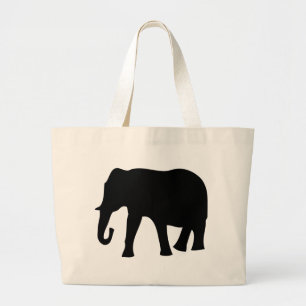 Bolsa Tote Grande ícone preto do elefante