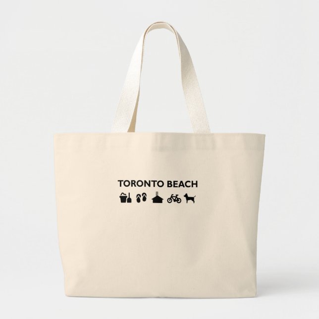 Bolsa Tote Grande Ícones de Toronto Beach Monotone Black (Frente)