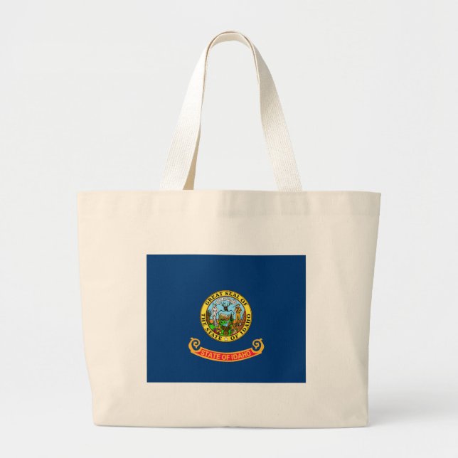 Bolsa Tote Grande Idaho Flag: Estado Gem, América Mountain West (Frente)
