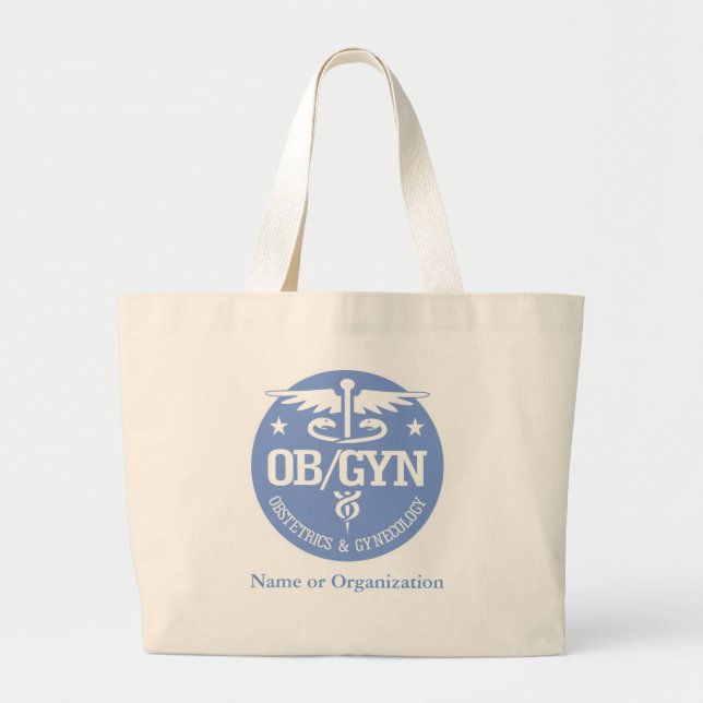 Bolsa Tote Grande Ideias de presente de Caduceus OBGYN (Frente)