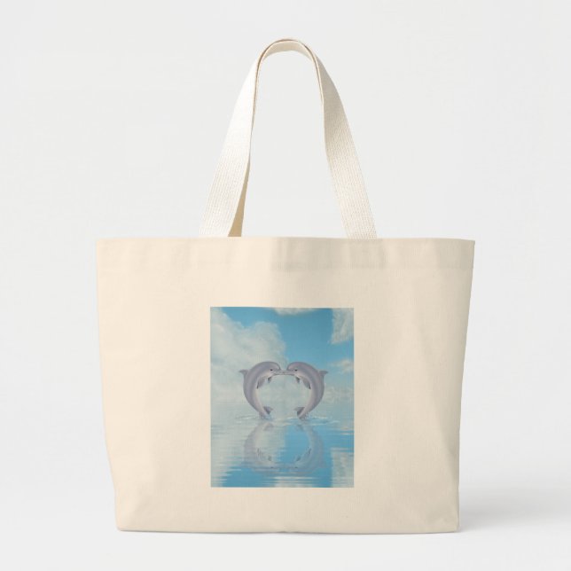 Bolsa Tote Grande Ideias do presente dos amantes do golfinho (Frente)