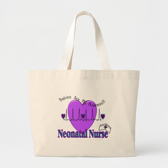 Bolsa Tote Grande Ideias Neonatal do presente da enfermeira--Design (Frente)