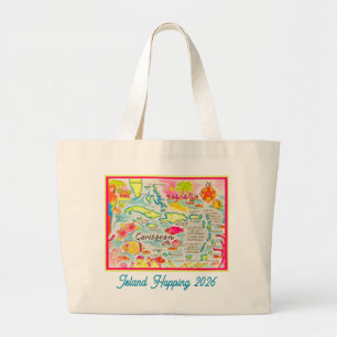 Bolsa Tote Grande Ilha do Caribe Personalizada