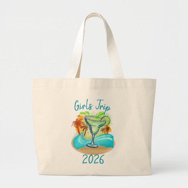Bolsa Tote Grande Ilha Tropical Personalizada (Frente)