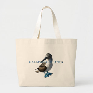 Bolsa Tote Grande Ilhas Galápagos pagadas azul do Booby