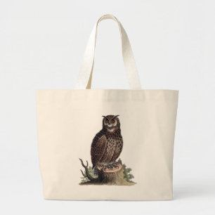 Bolsa Tote Grande Ilustração antiga de uma coruja na sacola