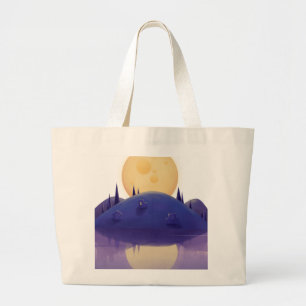 Bolsa Tote Grande Ilustração Artística de Paisagem Noturna Tote 