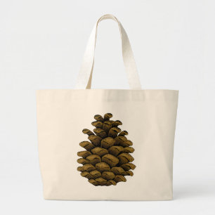 Bolsa Tote Grande Ilustração de cone de pinho