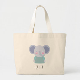 Bolsa Tote Grande Ilustração de Elefante Gratuito - Personalizável