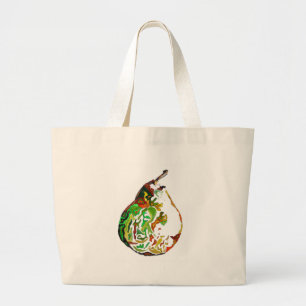 Bolsa Tote Grande Ilustração de pop de de fruta de pintura de pera