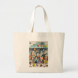 Bolsa Tote Grande Ilustração divertida de celebração