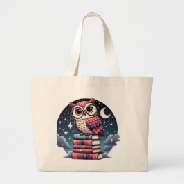 Bolsa Tote Grande Ilustração do Livro da Coroa da Noite Whimsical Sk