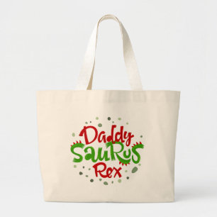 Bolsa Tote Grande Ilustração do Pai Saurus Rex