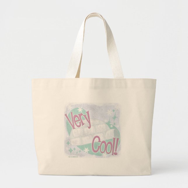 Bolsa Tote Grande Ilustração muito Legal do Slogan de Cartoon Igloo (Frente)