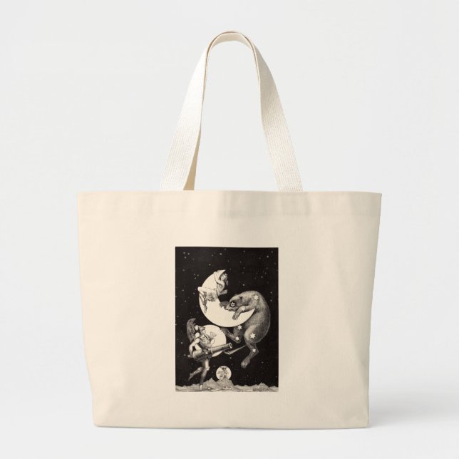Bolsa Tote Grande Ilustração Noturna do Deus do Universo da Lua Cele (Frente)