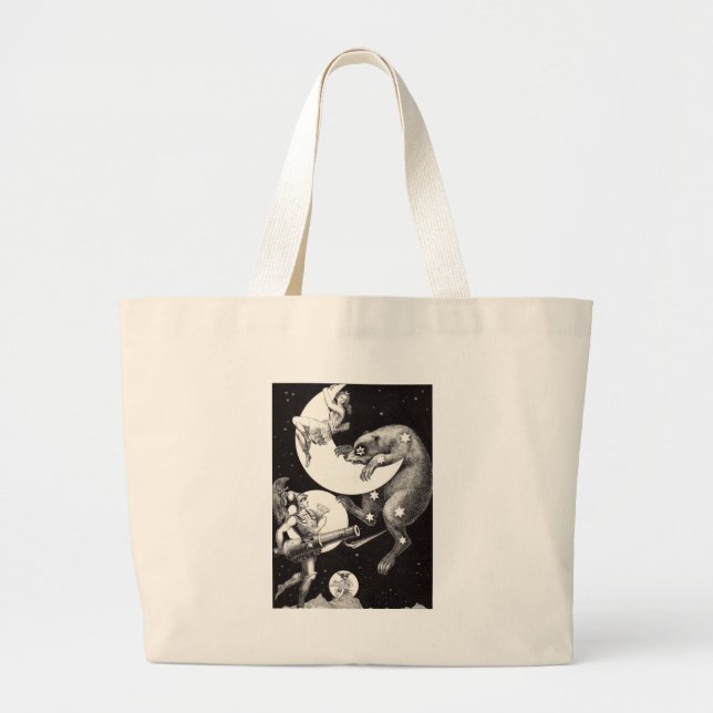 Bolsa Tote Grande Ilustração Noturna do Deus do Universo da Lua Cele (Frente)