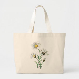 Bolsa Tote Grande Ilustração velha da flor selvagem das margaridas