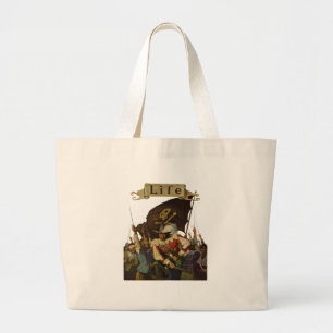 Bolsa Tote Grande Ilustração Vintage Pirate Life Wyeth