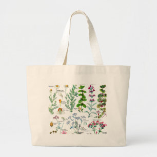 Bolsa Tote Grande Ilustrações botânicas - plantas de Larousse