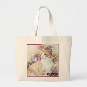 Bolsa Tote Grande Imagem de Gato de Fecho Adorável