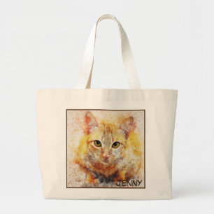 Bolsa Tote Grande Imagem de Gato de Fecho Adorável