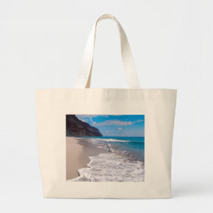 Bolsa Tote Grande Imagem de Plano de Fundo Oceânico de Casamento de