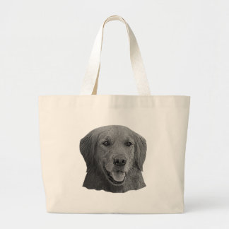 Bolsa Tote Grande Imagem estilizado do golden retriever