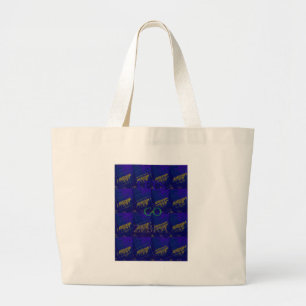 Bolsa Tote Grande Impressão Abstrato "Vamos Ir Zebra" azul francês