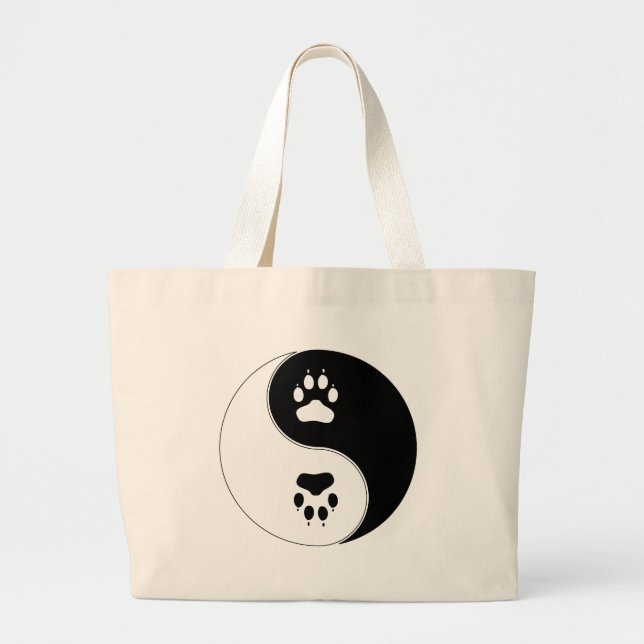 Bolsa Tote Grande Impressão da pata de Ying Yang (Frente)