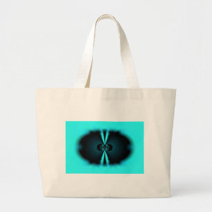 Bolsa Tote Grande Impressão de Abstrato de ciano e preto