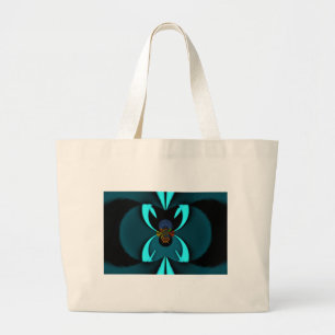 Bolsa Tote Grande Impressão de Arte Abstrata Ciano