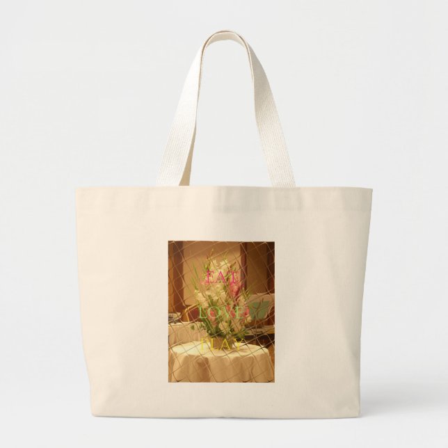 Bolsa Tote Grande Impressão de Arte de Blooms Refletidos (Frente)
