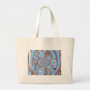 Bolsa Tote Grande Impressão de Arte de Caleidoscópio Vintage