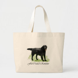 Bolsa Tote Grande Impressão de Arte de Retriever Revestida Plana