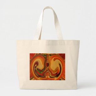 Bolsa Tote Grande Impressão de Arte em Tons de Terra Abstratos em Es