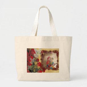 Bolsa Tote Grande Impressão de Arte Gráfica Doll de Casamento