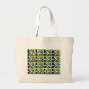 Bolsa Tote Grande Impressão de Arte Mosaica Divertida Contemporânea