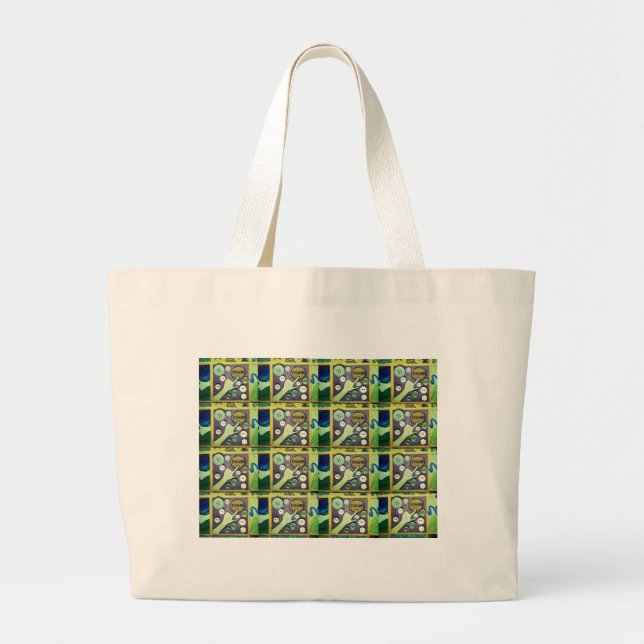 Bolsa Tote Grande Impressão de Arte Mosaica Divertida Contemporânea  (Frente)