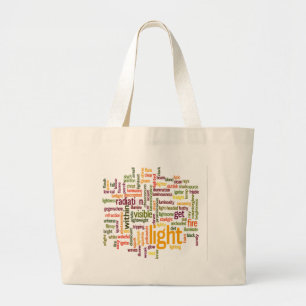 Bolsa Tote Grande Impressão de Arte na Nuvem de Palavra Leve