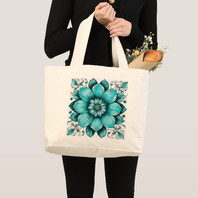 Bolsa Tote Grande Impressão de Ilustração de Caneta Hyper-realística (Frente (produto))