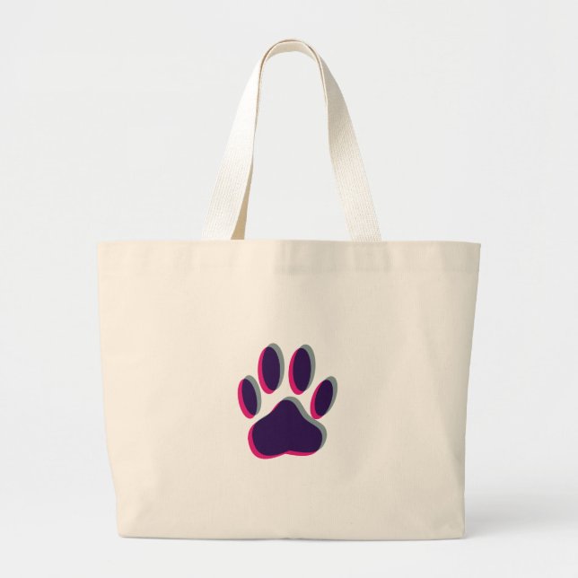 Bolsa Tote Grande Impressão de Pata de Cachorro Focada (Frente)