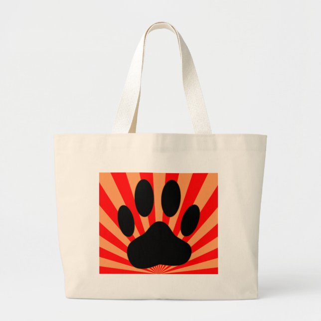 Bolsa Tote Grande Impressão de Pata de Cachorro Radiante (Frente)