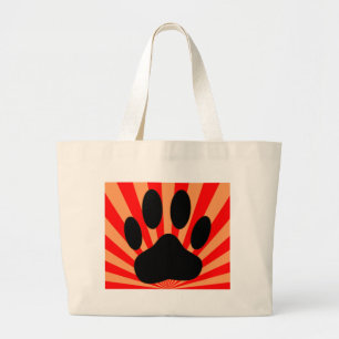 Bolsa Tote Grande Impressão de Pata de Cão Radiante
