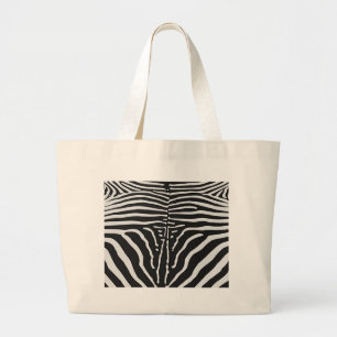 Bolsa Tote Grande Impressão de pele Zebra Autêntica - faixa branca p