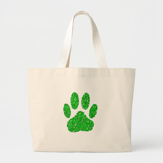 Bolsa Tote Grande Impressão de Pista de Cachorro Verde (Frente)
